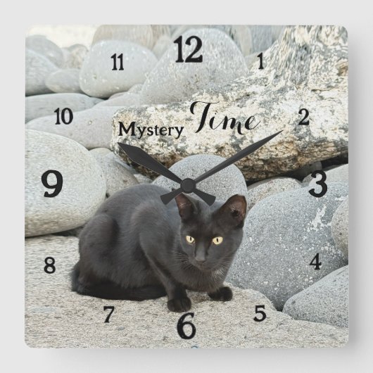 Horloge murale Mystery Time – Chat noir (Recto)