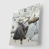 Horloge murale Mystery Time – Chat noir (Angle)