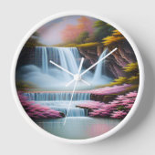 Horloge murale Mystique de chute d'eau rose (Recto)