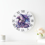 Horloge murale mystique de dragon violet (Maison)