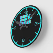 Horloge murale Neon Glitch Gamer | Synthwave (Angle)