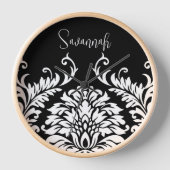 Horloge murale noir blanc Damas personnalisée (Recto)