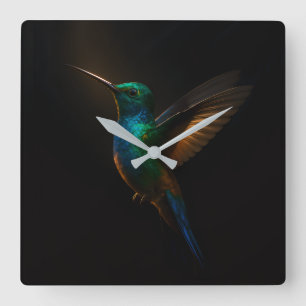 Horloge murale noire 4 Luxe avec colibri en vol