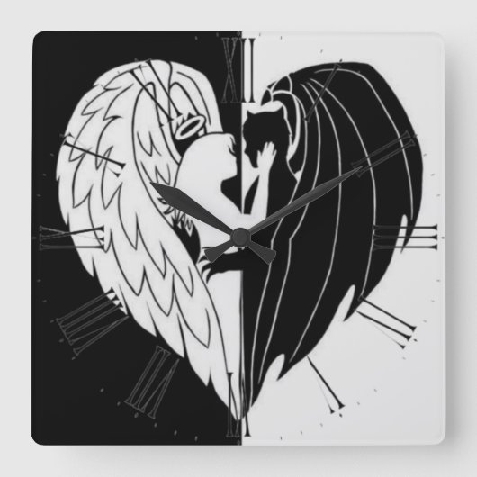 Horloge murale noire blanche carré (Recto)