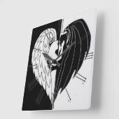 Horloge murale noire blanche carré (Angle)