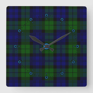 Horloge murale noire de plaid de montre