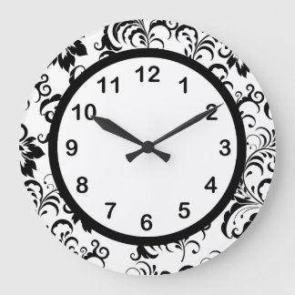 Horloge murale noire et blanche avec garniture en 