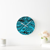 Horloge murale noire et bleue (Maison)