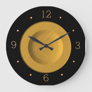 Horloge murale noire et jaune simpliste de Gold>