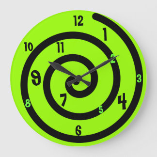 Horloge murale noire et néon verte en spirale