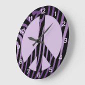 Horloge murale noire violette Zèbre (Angle)