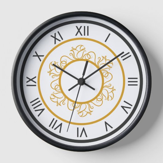 Horloge murale numérique romaine de luxe - Noir et (Recto)