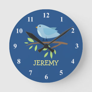 Horloge murale Nursey avec oiseau mignon sur branc