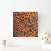 Horloge murale occidentale d'impression de cuir (Maison)