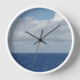 Horloge murale Océan Bleu et Nuages Doux