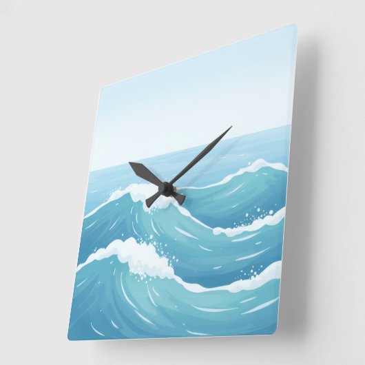 Horloge murale Ocean Wave - Design côtier bleu et (Angle)