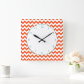 Horloge murale orange élégante de Chevron (Maison)