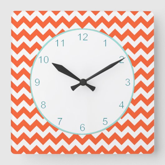 Horloge murale orange élégante de Chevron (Recto)
