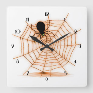 Horloge murale orange et blanche de toile