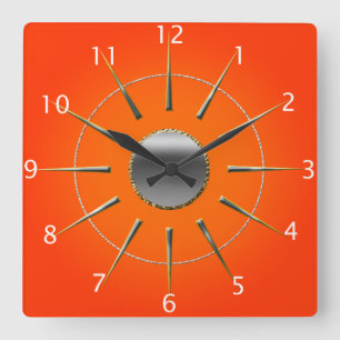 Horloge murale orange lumineuse