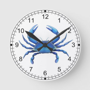 Horloge murale orientale de crabe bleu