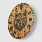 Horloge murale ours - Design de style en bois (Angle)