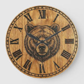 Horloge murale ours - Design de style en bois (Recto)