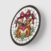 Horloge murale ours en faux vitrail (Angle)