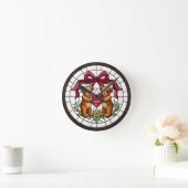 Horloge murale ours en faux vitrail (Maison)