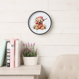 Horloge murale ourson hibernant aquarelle mignonne