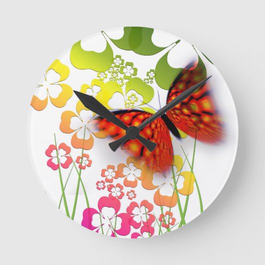Horloge murale Papillon et Fleurs (Recto)