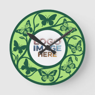 Horloge murale papillon vert sauge personnalisée