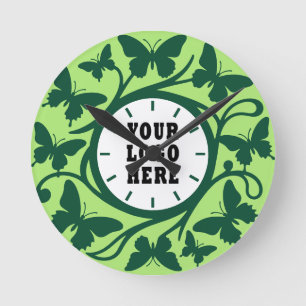 Horloge murale papillon vert sauge personnalisée (