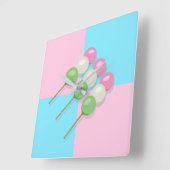Horloge murale Pastel Pink À damiers Dango (Angle)