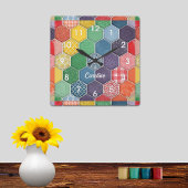 Horloge murale patchwork hexagonal coloré