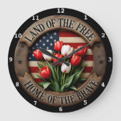 Horloge murale patriotique avec Fleurs tulipes (Recto)