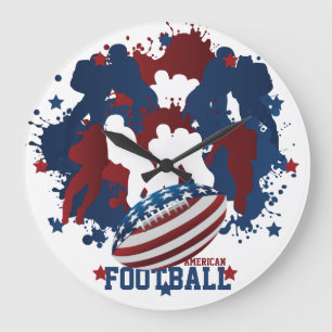 Horloge murale patriotique de football américain