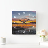 Horloge murale peinte orangée de gloire du matin (Maison)