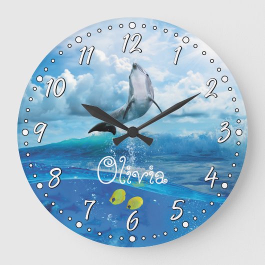 Horloge murale personnalisable dauphin (Recto)