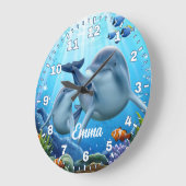 Horloge murale personnalisable dauphin (Angle)