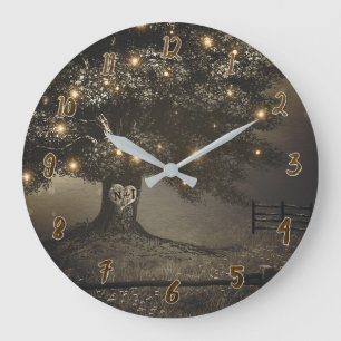 Horloge murale personnalisée avec arbre éclairé ru