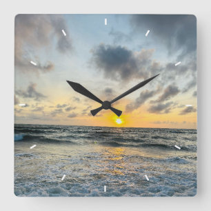 Horloge murale personnalisée coucher de soleil sur