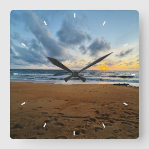 Horloge murale personnalisée Coucher de soleil sur