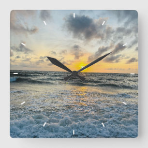 Horloge murale personnalisée coucher de soleil sur