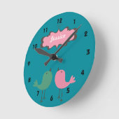 Horloge murale personnalisée d'assez deux oiseaux (Angle)