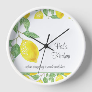 Horloge murale personnalisée de cuisine au citron 