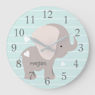 Horloge murale personnalisée de l'éléphant gris de