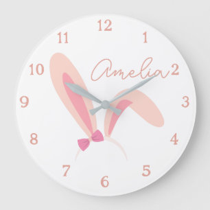 Horloge murale personnalisée de nurserie lapin bla