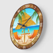 Horloge murale personnalisée de vacances tropicale (Angle)
