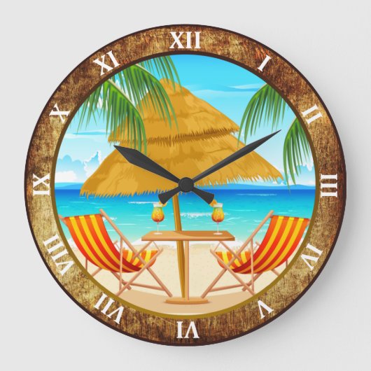 Horloge murale personnalisée de vacances tropicale (Recto)